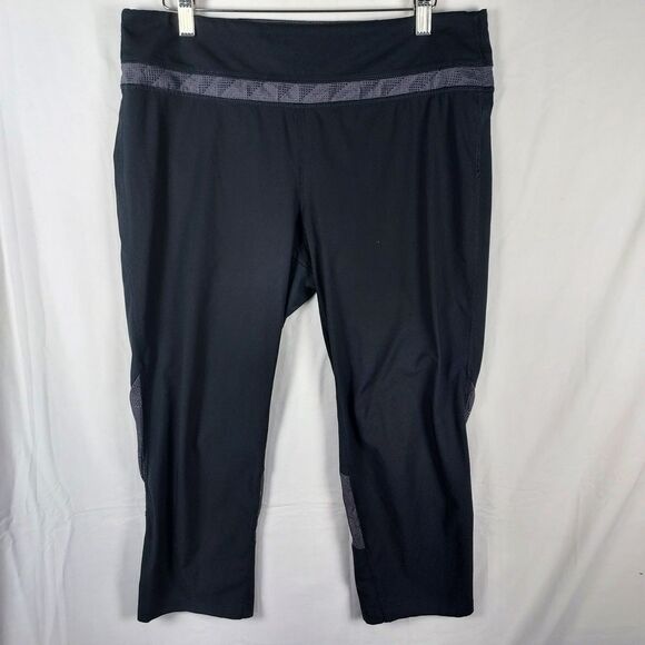 Tangerine Black Mesh Crop Leggings Womens Large L Stretch Activewear - Picture 1 of 10